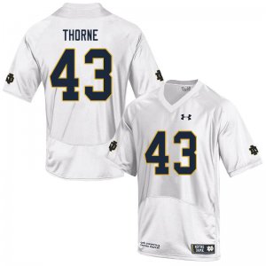 Notre Dame Fighting Irish Men's Marcus Thorne #43 White Under Armour Authentic Stitched College NCAA Football Jersey DLL1099GF